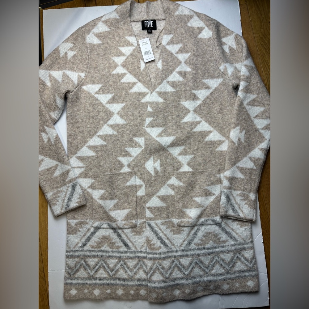 Frye super soft Aztec pattern open front Cardigan… - image 1